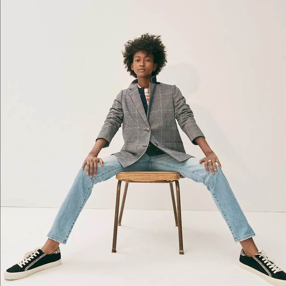 Madewell Dorset Navy Glen Plaid Blazer S